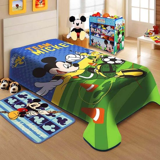 Cobertor Infantil Raschel Mickey 1,50m x 2,00m - Jolitex - Mickey Futebol