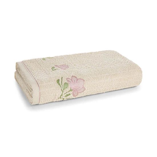 Toalha De Rosto Felpuda Yana 48 Cm x 80 Cm - Karsten - Bege Bone/Rosa