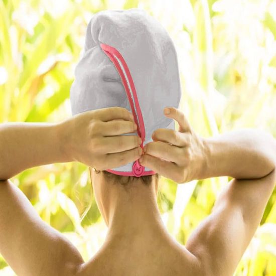 Touca Para Cabelo De Microfibra  Anti Frizz 25 CM x 65 CM - Camesa - Cinza