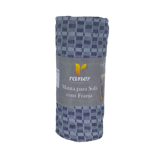 Manta para Sofá com franja 1,40m x 2,20m - Raner - Preto
