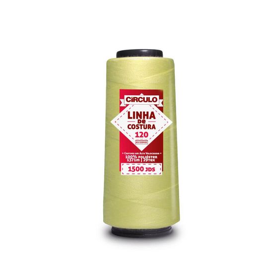 Linha Para Costura 120 Com 131 Metros 1500 Jds - Círculo - Amarelo Claro 379
