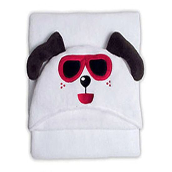 Manta De Microfibra Infantil Com Capuz 90 CM x 90 CM - Bouton - Cachorrinho Com Óculos