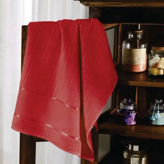 Toalha de Rosto Firenze III para Bordar 50cm x 80cm - Dohler - Vermelho 2900