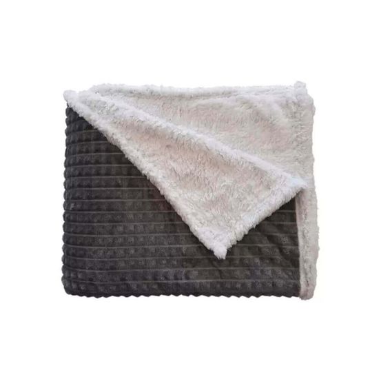 Cobertor Casal Diamond Sherpa Liso 1,80m x 2,20m - Corttex - Cinza