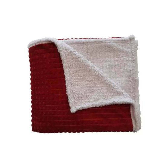 Cobertor Casal Diamond Sherpa Liso 1,80m x 2,20m - Corttex - Vermelho