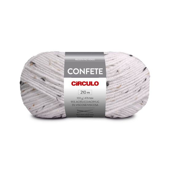 Lã Confete 100 Gramas com 210 Metros - Circulo - Branco 10