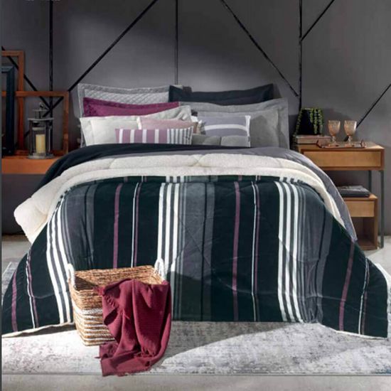 Edredom Queen Plush Sherpa Estampado 2,35 MT x 2,60 MT - Hedrons - Filetto