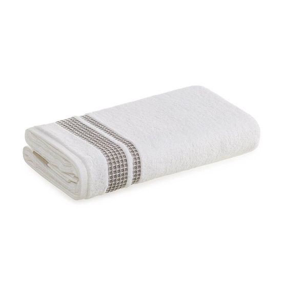 Toalha de Banho Felpuda Levier 70cm x 1,35m - Karsten - Branco 01/Marrom 2