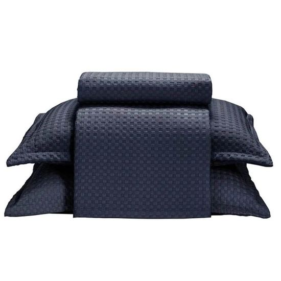Kit Colcha Queen Provença 2,40m x 2,50m com 3 Peças - Dohler - Azul Marinho 12339