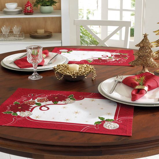 Serviço Americano Natalino Athenas Estampado 45cm x 31cm - Dohler - Natal 79
