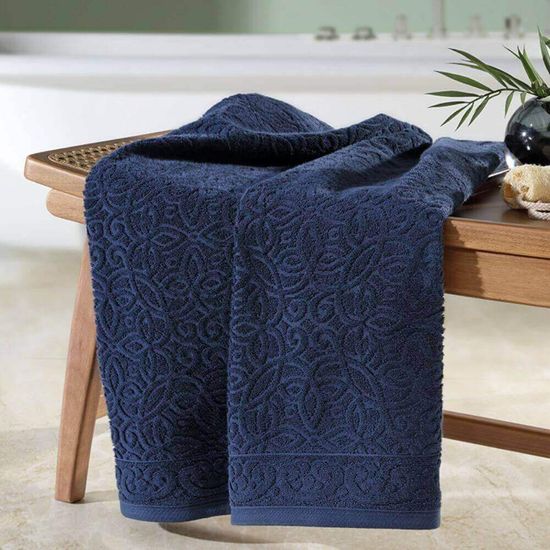 Toalha de Rosto Felpuda Jacquard Provença 50cm x 90cm - Dohler - Azul Marinho 6990