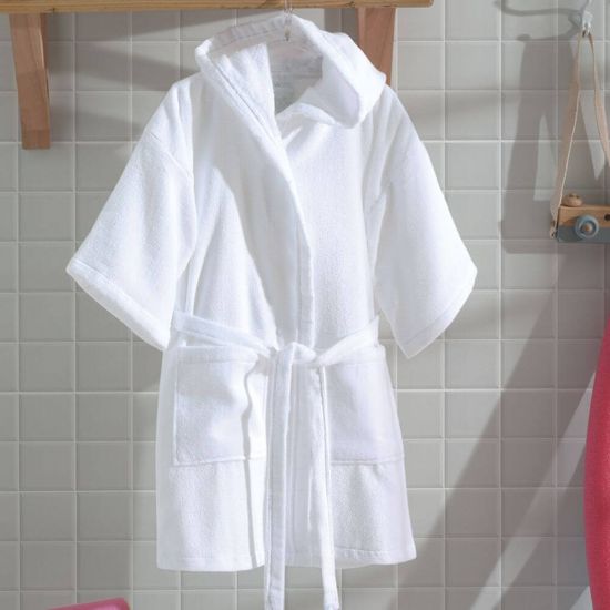 Roupão Velour Infantil Liso com Bolso e Capuz Tamanho: M - Dohler - Branco