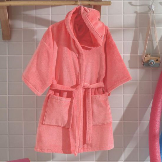 Roupão Velour Infantil Liso com Bolso e Capuz Tamanho: G - Dohler - Rosa 9974