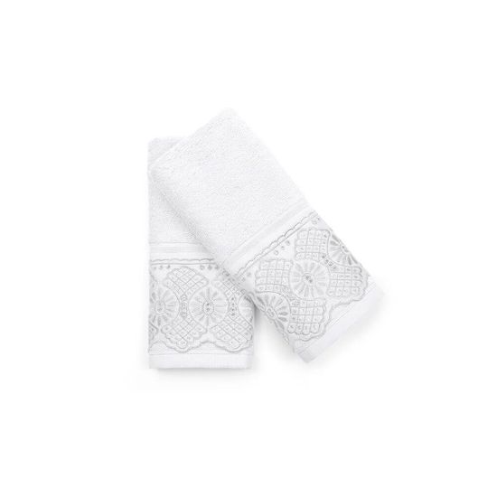 Kit Toalha de Lavabo Cristal 30cm x 50cm com 2 Peças - Bouton - Roma Branco