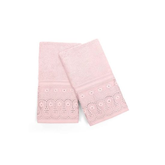 Kit Toalha de Lavabo Cristal 30cm x 50cm com 2 Peças - Bouton - Renascença Rosa Pétala