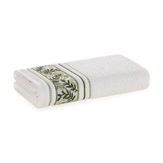 Toalha de Banho Felpuda Anis 70cm x 1,35m FL - Karsten - Branco 01/Verde 1