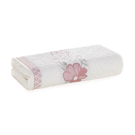 Toalha de Banho Felpuda Yuna 70cm x 1,35m - Karsten - Branco 01/Rosa Verde 24