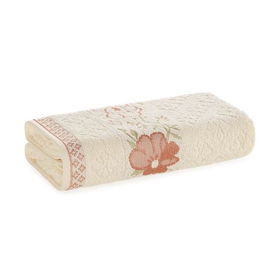 Toalha de Banho Felpuda Yuna 70cm x 1,35m - Karsten - Bege 10096/Salmão Verde 25