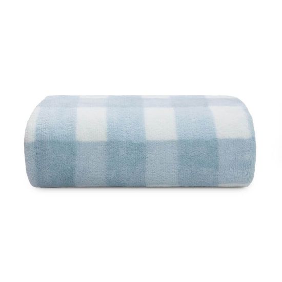 Cobertor Baby de Microfibra Presente 90cm x 1,10m - Camesa - Vichy Azul
