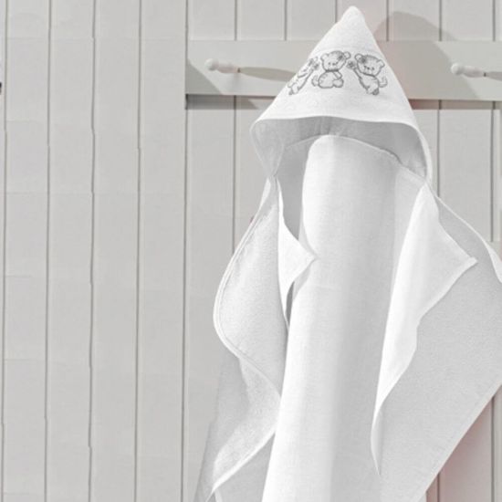 Toalha de Banho com Capuz Baby Love para Bordar com Forro de Fralda - Dohler - Branco