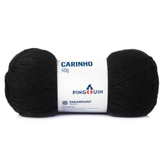 Kit 5 unidades Lã Carinho 40 Gramas com 200 Metros - Pingouin - Preto 100