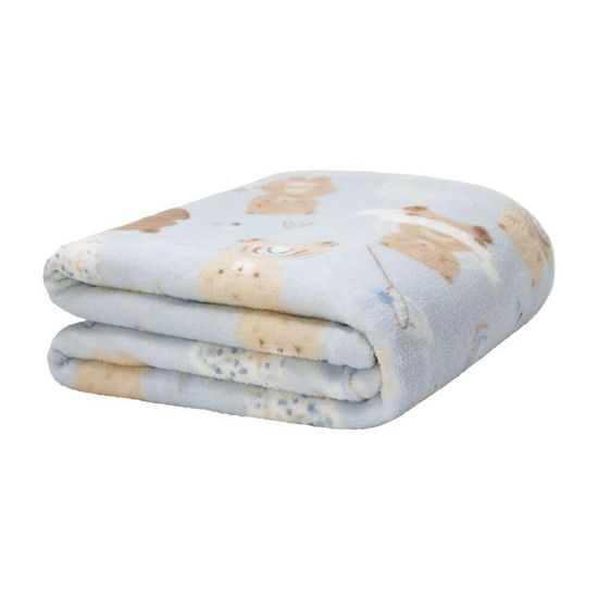 Cobertor de Microfibra Baby Corrido 80cm x 1,10m - Camesa - Urso Confeti Azul