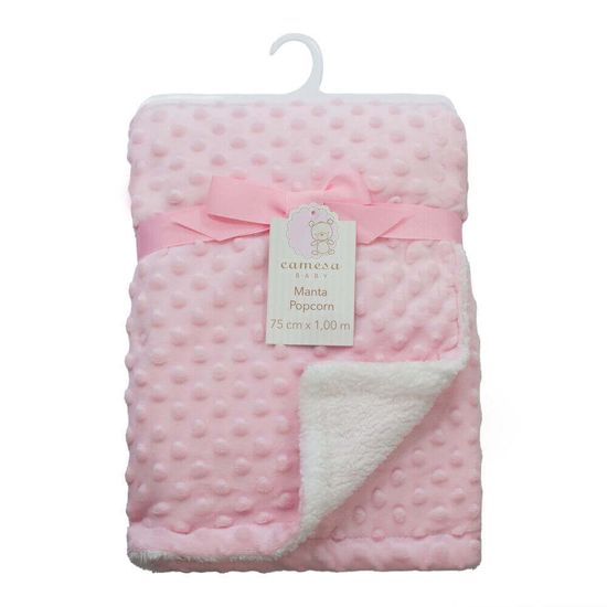 Manta de Microfibra e Sherpa Baby Popcorn 75cm x 1,00m - Camesa - Rosa