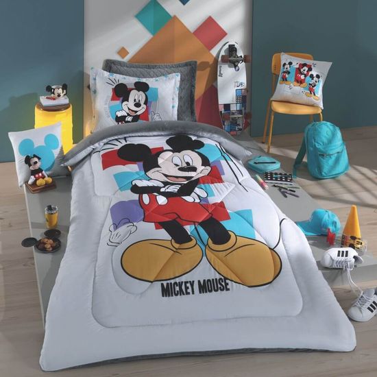 Edredom Solteiro Disney Plush e Microfibra 1,60m x 2,40m - Hedrons - Mickey Estiloso
