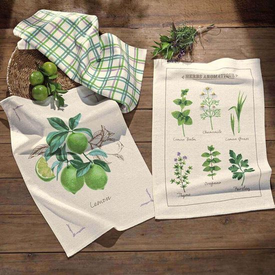 Kit Pano de Prato Atoalhado Estampado com 3 unidades - Dohler - Botânica 02