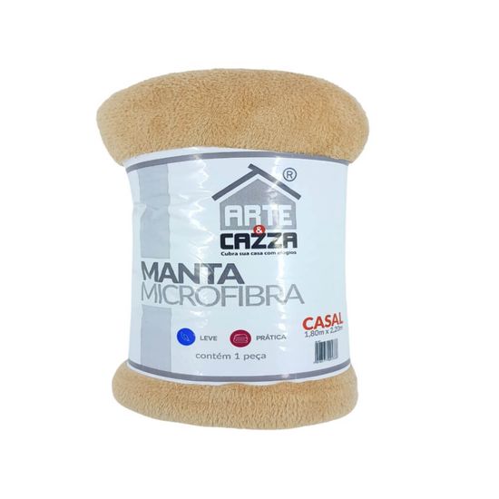 Manta de Microfibra Fleece Casal Liso 1,80m x 2,20m - Arte e Cazza - Bege