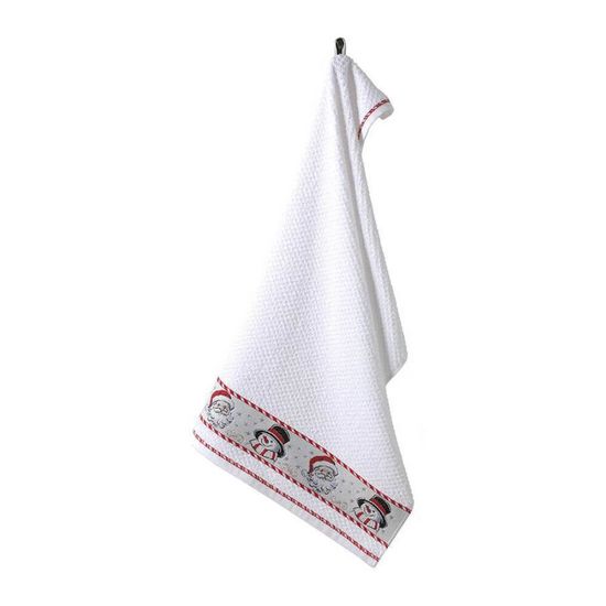 Pano de Prato Natalino Jacquard Vida 45cm x 70cm - Dohler - FJ-8238 Branco