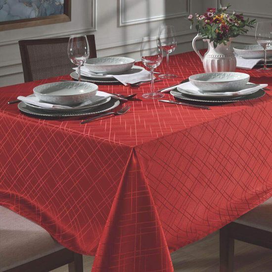 Toalha de Mesa Jacquard Requinte II Liso Quadrada 1,40m x 1,40m - Dohler - Vermelho TJ-5795