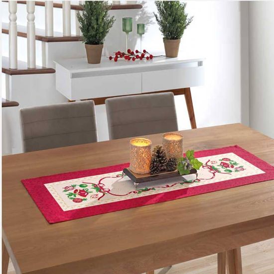 Trilho de Mesa Athenas Estampado Natal 35cm x 1,00m - Dohler - Natal 83