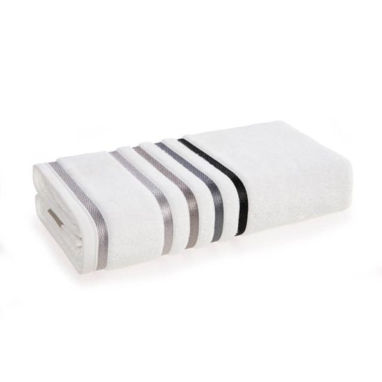 Toalha de Rosto Felpuda Lumina 48cm x 80cm - Karsten - Branco 01/Cinza 2