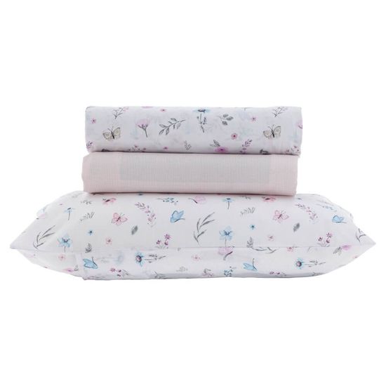 Jogo de Cama Solteiro New Innovi 180 Fios com 3 Peças - Kacyumara - Mariposy