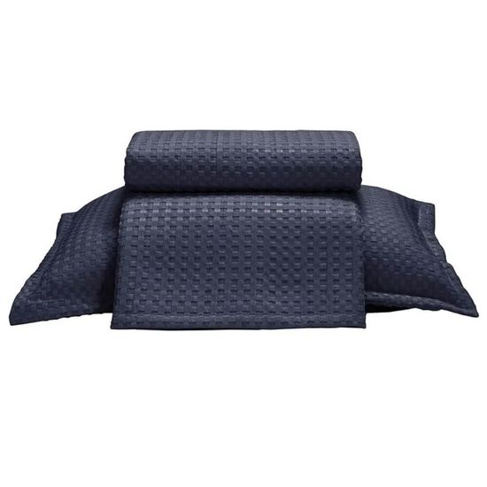 Kit Colcha Solteiro Provença 1,60m x 2,50m com 2 Peças - Dohler - Azul Marinho 12339