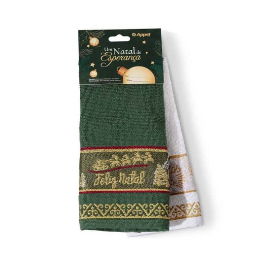 Kit Toalhas de Lavabo Natalina 32cm x 45cm com 2 Peças - Appel - Abençoados Trenó
