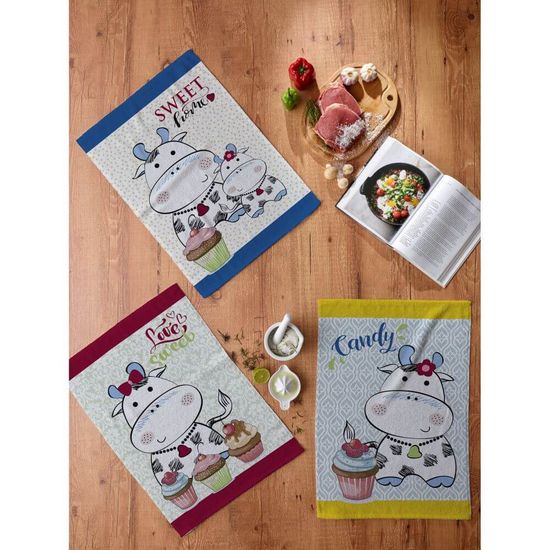 Kit Panos de Prato Felpudo Fiori Variados com 3 unidades - Teka