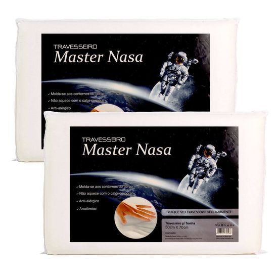 Kit com 2 Travesseiros Master Nasa 58cm x 38cm x 10cm - Master Comfort
