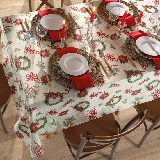 Toalha de Mesa Retangular Celebra Natal 1,60m x 2,40m - Dohler - Natal 121