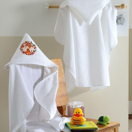 Toalha de Banho com Capuz Felpudo para Pintar Baby Art Liso 90cm x 70cm - Dohler