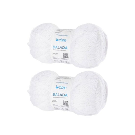 Kit 2 unidades Fio Balada 100 Gramas com 200 Metros - Cisne - 000B