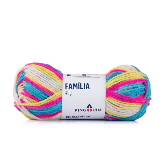 Kit 5 unidades Lã Família Cores 40 Gramas com 106 Metros - Pingouin - Blue Bright Mix 9144