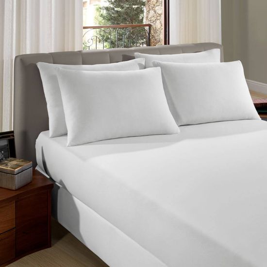 Lençol com Elástico Queen Liso 1,58cm x 1,98m x 30cm - Sul Brasil - Branco